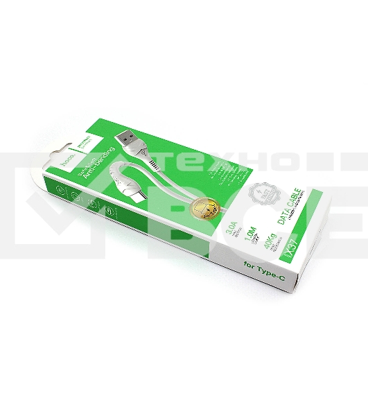 Кабель USB HOCO X37 Cool, USB - Type-C, 3.0А, 1м, белый
