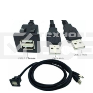 Кабель с разъемами USB 2.0  2 мама для монтажа - 2 папа 2 м