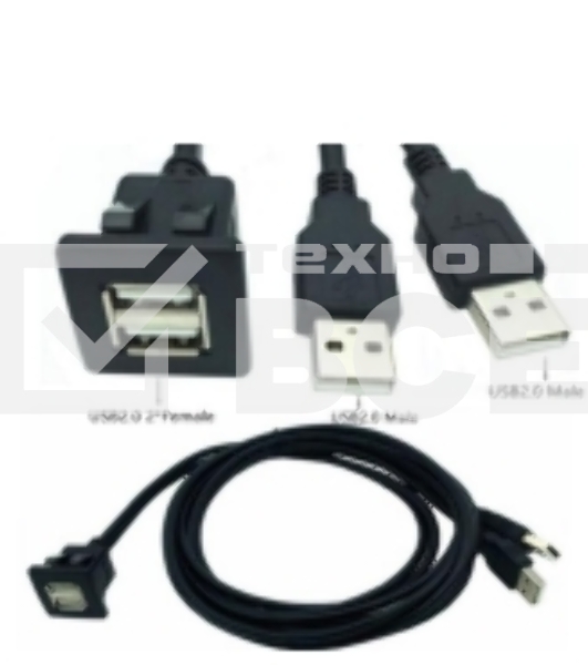 Кабель с разъемами USB 2.0  2 мама для монтажа - 2 папа 2 м