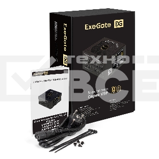 Блок питания 850W ExeGate 80 PLUS® GOLD 850VSP FС (ATX3.0, APFC, КПД 90% (80 PLUS Gold), 120mm fan, 24pin, 2x(4+4)pin, PCIE5.0/12VHPWR, 4xPCI-E, 6xSATA, 3xIDE, 1xFDD, Full Cable Management, black, Color box)