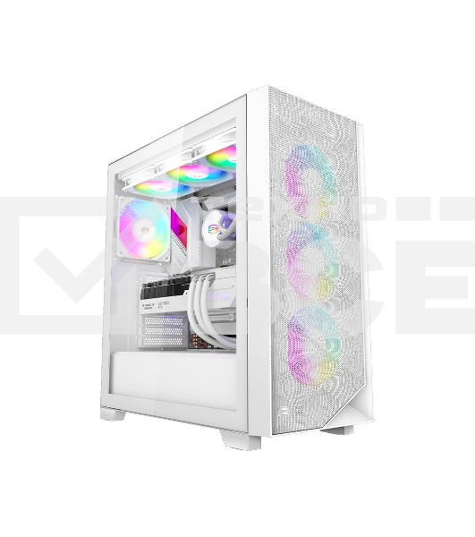 Компьютерный корпус PCCooler C3D510 WH ARGb, Tempered Glass Full Tower, White, TG, 0.7 SPCC, 3x120мм ARGb E-ATX, ATX, mATX, mITX 170/390/410мм 2x2.5