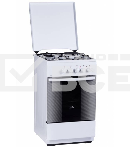 Плита комбинированная Flama RK 23-101 W белый, конфорок 4 шт, духовка 50 л, 50 см x 85 см x 60 см