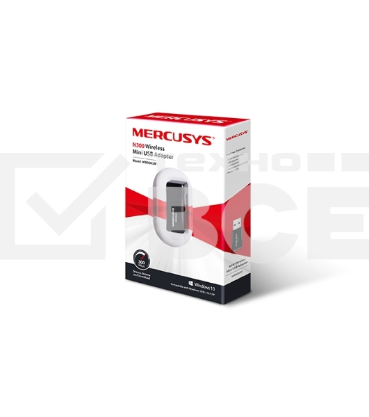 Сетевой адаптер USB2.0 адаптер Mercusys MW300UM, 300Мбит/с, компактный