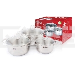 Набор кастрюль Lara LR02-80 Standart (1.8 л + 3.1 л + 5.7 л) капсулированное индукционное дно, крышки, фото 1