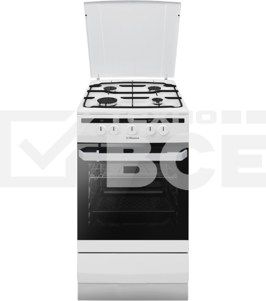 Плита газовая Hansa FCGW51003 белый, конфорок 4 шт, духовка 56 л, 50 см x 85 см x 60 см