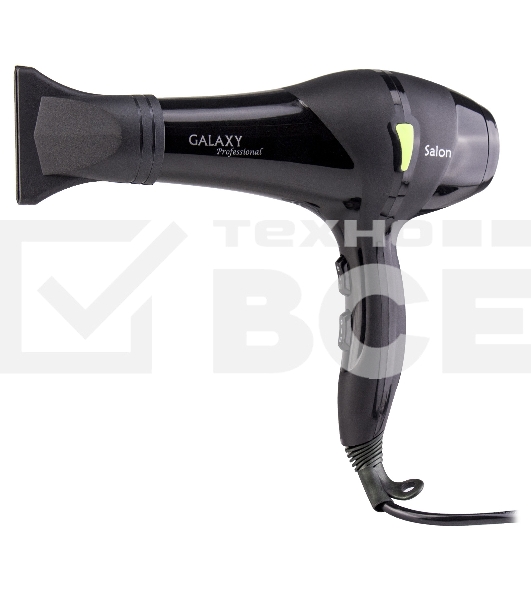 Фен для волос профессиональный Galaxy Line GL 4317, черный, 2200 Вт, АС мотор, 2 скоростных режима, 3 температурных режима, защита мотора от перегрева, защитная сетка, подвесная петля,  насадка-концентратор