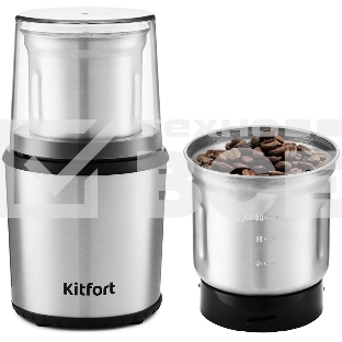Кофемолка Kitfort КТ-757, 200Вт, система помола: ножи, вместимость: 75гр, нержавеющая сталь/черный