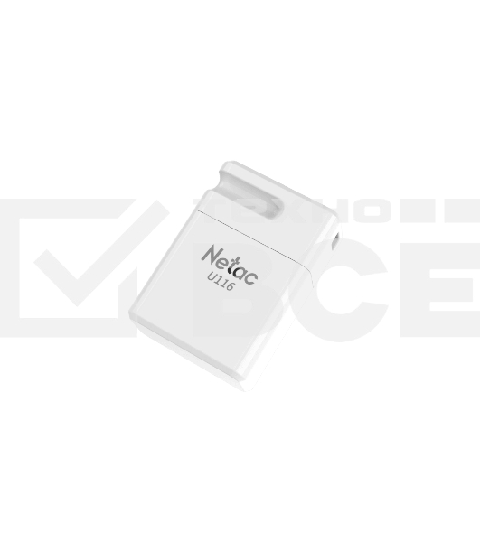 Флеш диск Netac U116 64Gb <NT03U116N-064G-20WH>, USB2.0, миниатюрная пластиковая белая