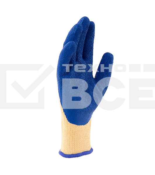 Перчатки трикотажные, полиэфирные, латексное рельефное покрытие, размер 9 Сибртех