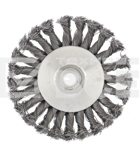 Щетка для УШМ Сибртех 125 мм, М14, Тарелка, крученая проволока 0,5 мм