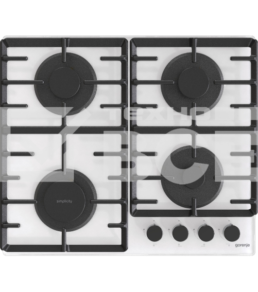 Газовая варочная панель Gorenje GT642SYW, 4 конфорки, закаленное стекло, белый