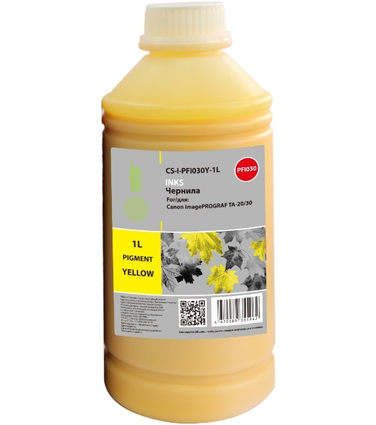 Чернила Cactus CS-I-PFI030Y-1L PFI-030 желтый 1000мл для Canon imagePROGRAF TA-20/30