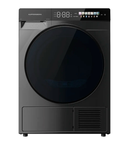 Сушильная машина Kuppersberg DM 590 GR, High-Tech, загрузка 10 кг, 16 программ, тепловой насос, отсрочка старта, реверс барабана, ультрафиолет, сенсорное управление, блокировка от детей, энергоэффективность А+, серый