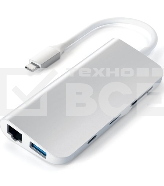 USB адаптер Satechi Aluminum Type-C Multimedia Adapter. Цвет серебряный