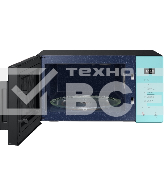 Микроволновая печь Samsung MG23T5018AN/BW голубой, 23 л, 800 Вт, переключатели - сенсор