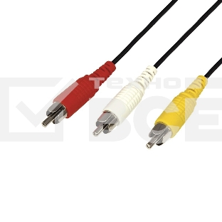 Шнур Rexant 3 RCA - 3 RCA, 10 м, черный (10 шт./уп.)