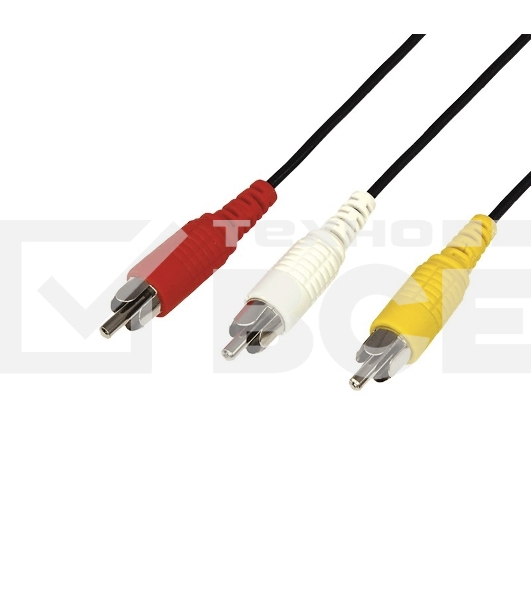 Шнур Rexant 3 RCA - 3 RCA, 10 м, черный (10 шт./уп.)