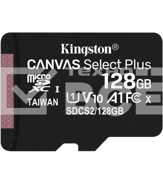 Флеш карта Kingston 128GB micSDXC Canvas Select Plus 100R A1 C10 Single Pack w/o ADP EAN: 740617299076