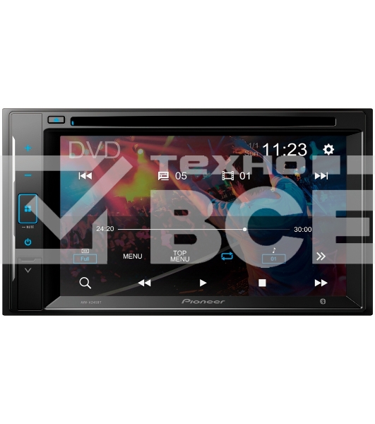 Автомагнитола Pioneer AVH-A245BT, 2 DIN, 6.2', CD, Bluetooth, USB Type-A, AUX, пульт ДУ