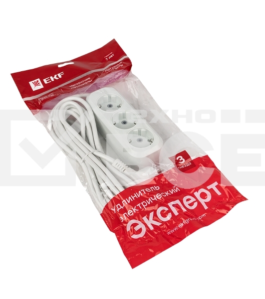 Удлинитель EKF UBA16-310-3-05 'Эксперт' 3 гнезда 5 метров 16А/3,5 кВт с заземлением ПВС 3х1 EKF PROxima