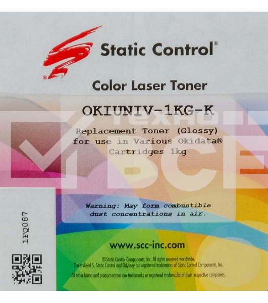 Тонер для принтера Static Control Oki C3300N5500 OKIUNIV-1KG-K черный (флакон 1000гр)