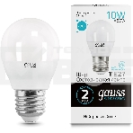 Лампа светодиодная Gauss Elementary 10Вт цок.:E27 шар 220B 4100K св.свеч.бел.нейт. (упак.:10шт) (53220), фото4