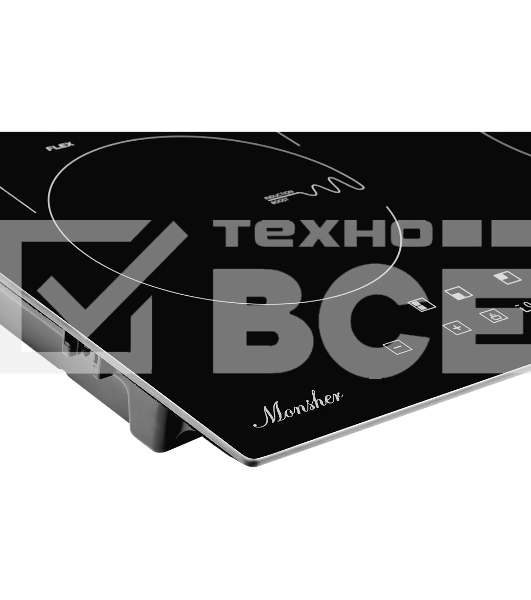 Встраиваемая индукционная варочная панель MONSHER MHI 6112, стеклокерамика KANGER, ширина 60 см, 4 индукционные зоны нагрева: Передняя левая: 1,6 кВт/Booster 1,8 кВт, Передняя правая: 1,8 кВт/Booster 2 кВт, Задняя левая: 1,6 кВт/Booster 1,8 кВт, Задняя пр