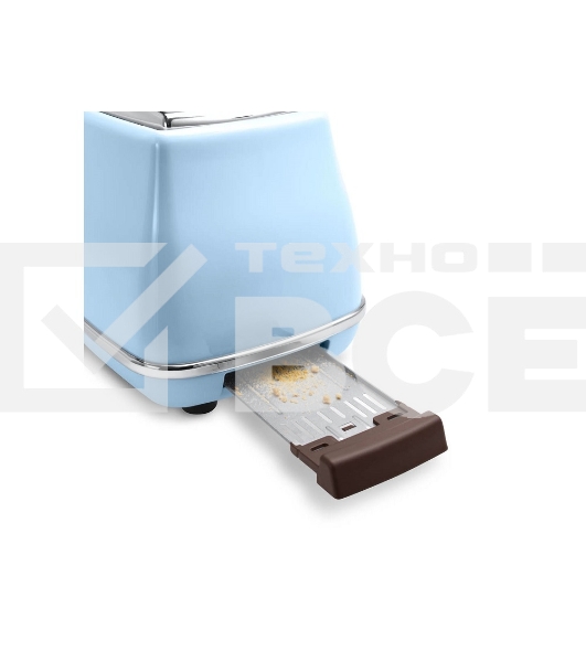 Тостер DeLonghi CTOV 2103.AZ, 900Вт, на 2 тоста, разморозка, обжаривание, решетка для подогрева, поддон, голубой