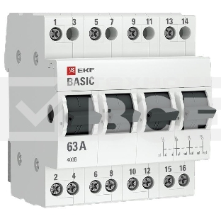 Переключатель трехпозиционный 4п 63А Basic EKF tps-4-63
