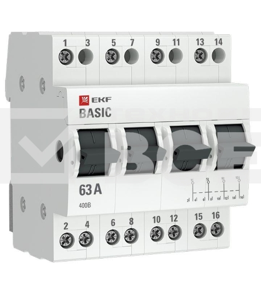 Переключатель трехпозиционный 4п 63А Basic EKF tps-4-63