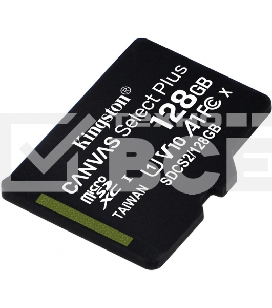 Флеш карта Kingston 128GB micSDXC Canvas Select Plus 100R A1 C10 Single Pack w/o ADP EAN: 740617299076