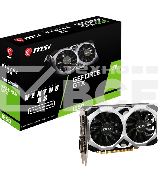 Видеокарта MSI GTX1650 D6 VENTUS XS V1 (GTX1650, 4GB, GDDR6, 128bit, HDMI, DP, DVI-D)