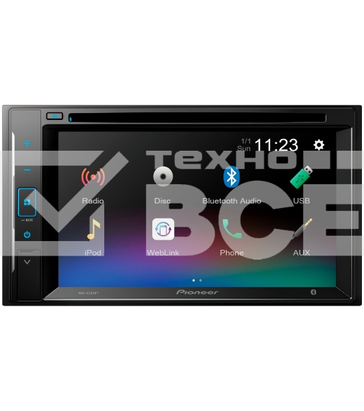 Автомагнитола Pioneer AVH-A245BT, 2 DIN, 6.2', CD, Bluetooth, USB Type-A, AUX, пульт ДУ