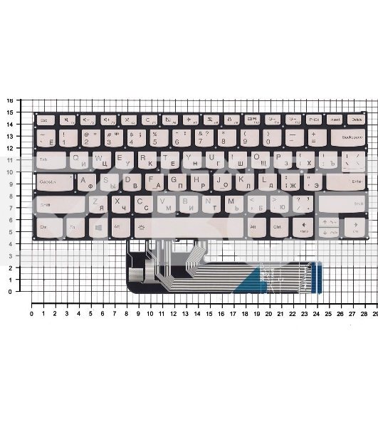 Клавиатура для ноутбука Lenovo Yoga 530-14IKB серебристая с подсветкой