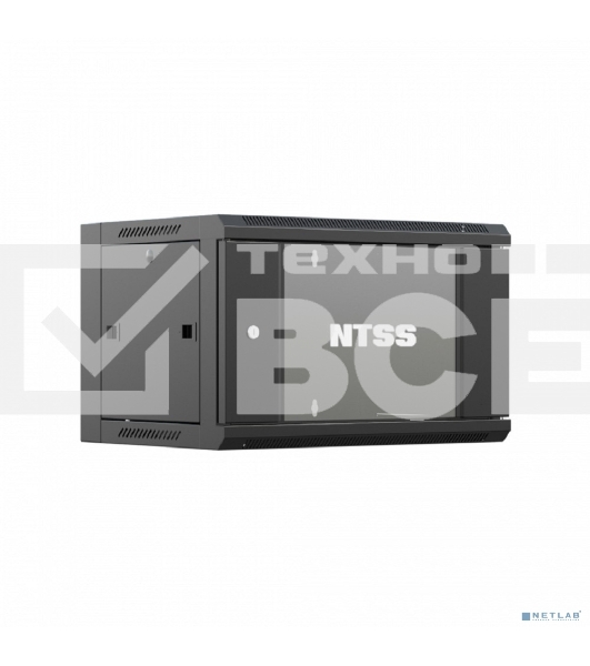 Шкаф коммутационный NTSS (NTSS-W9U6060GS-BL) настенный 9U 570x600мм пер.дв.стекл 60кг черный 22кг