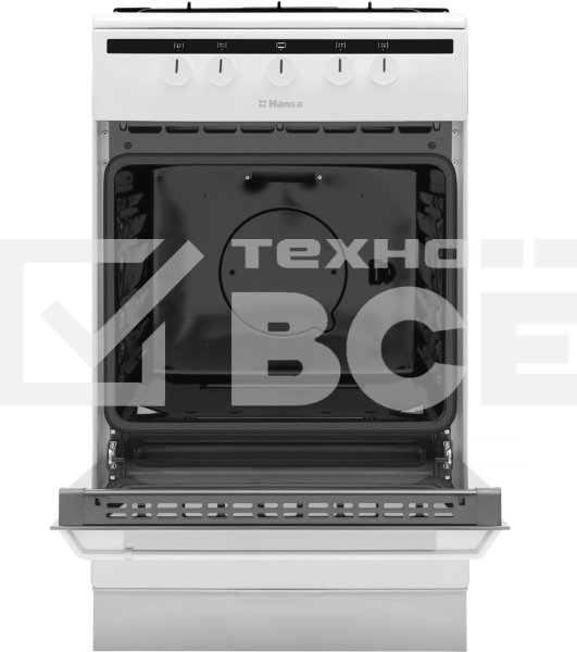 Плита газовая Hansa FCGW51003 белый, конфорок 4 шт, духовка 56 л, 50 см x 85 см x 60 см