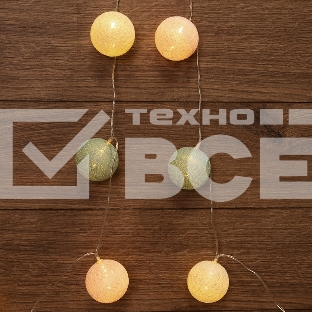 Тайские фонарики Neon-night 'Перламутр' 3.5 м, 20 LED, прозрачный ПВХ, цвет свечения теплый белый, 2 х АА (батарейки не в комплекте)