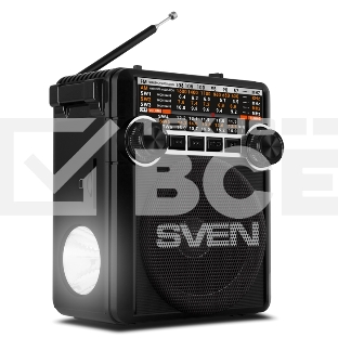 Радиоприемник АС SVEN SRP-355, черный (3 Вт, FM/AM/SW, USB, SD/microSD, фонарь, встроенный аккумулятор) АС SVEN SRP-355, черный (3 Вт, FM/AM/SW, USB, SD/microSD, фонарь, встроенный аккумулятор)