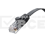 Патч-корд GCR PROF плоский прямой 20.0m, UTP медь кат.6, черный, 30 AWG, ethernet high speed 10 Гбит/с, RJ45, T568B, GCR-52865, фото2