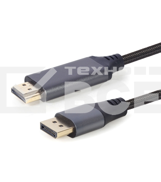 Кабель DisplayPort->HDMI Cablexpert CC-DP-HDMI-4K-6 , 4K, 1.8м, 20M/19M, черный, экран, пакет