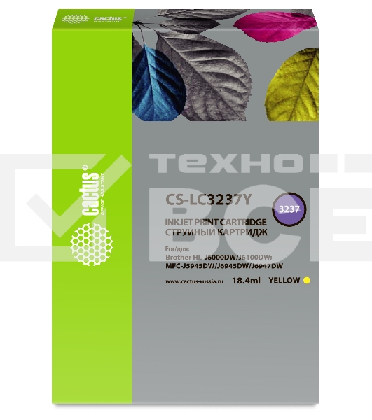 Картридж струйный Cactus CS-LC3237Y желтый (18.4 мл) для Brother HL-J6000DW/J6100DW