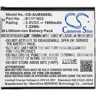 Аккумулятор CameronSino CS-AUB500SL B11P1602 для Asus ZenFone Go 5.03.8V / 1900mAh / 7.22Wh