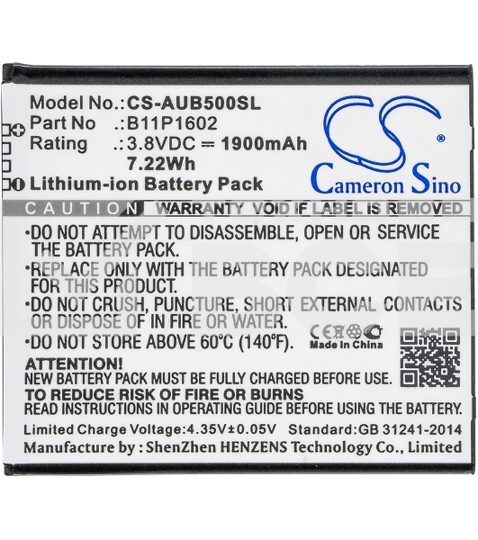 Аккумулятор CameronSino CS-AUB500SL B11P1602 для Asus ZenFone Go 5.03.8V / 1900mAh / 7.22Wh