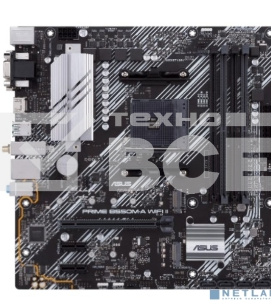 Материнская плата ASUS PRIME B550M-A WIFI II, AM4, AMD B550, 4xDDR4, 4xSATA, 2xM.2, 1xPCI-E 4.0 x16, 2xPCI-E x1, 1xDVI-D, 1xHDMI, 1xVGA, 1x 1Gb LAN, 2xUSB-A 3.2 Gen 2, 4xUSB-A 3.2 Gen 1, 3x3.5 мм, 7.1, Micro-ATX