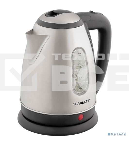 Чайник электрический Scarlett SC-EK21S88 1.8л. 2200Вт черный/серебристый (корпус: нержавеющая сталь)