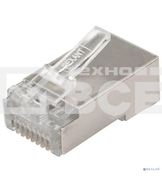 Разъем сетевой Rexant LAN на кабель, штекер 8Р8С (RJ-45), под обжим, в экране, 10шт.