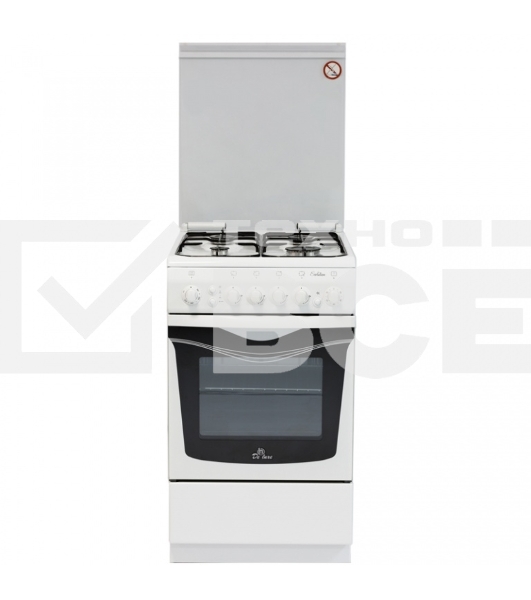 Плита комбинированная De Luxe 506040.00ГЭ (КР) ЧР белый, конфорок 4 шт, духовка 54 л, 50 см x 85 см x 60 см