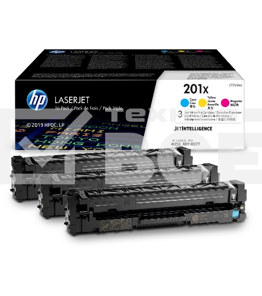 Картридж лазерный комплект HP 210X голубой/пурпурный/желтый (CF253XM) увеличенной емкости