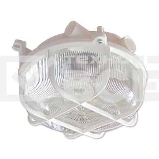 Светильник ЭЛЕТЕХ НПП 03-100-007 'Креа' круг 1х100Вт E27 IP44 корпус с решеткой бел.