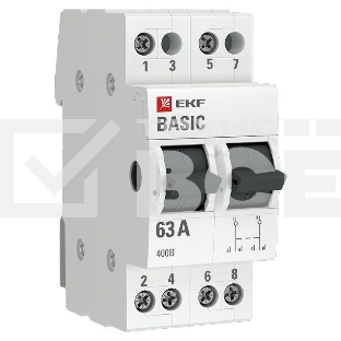 Переключатель трехпозиционный 2п 63А Basic EKF tps-2-63